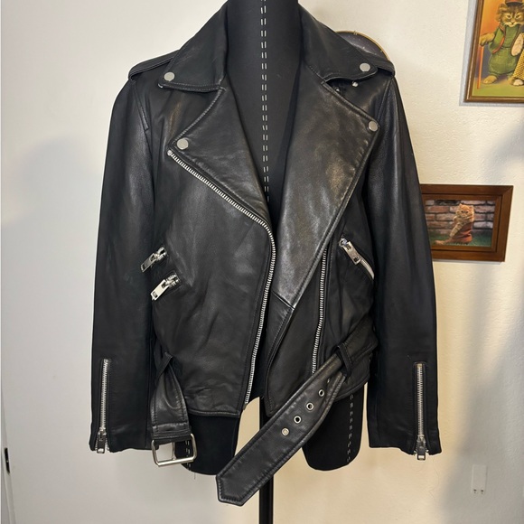 Walter Baker Black Leather Biker Jacket - Picture 4 of 5